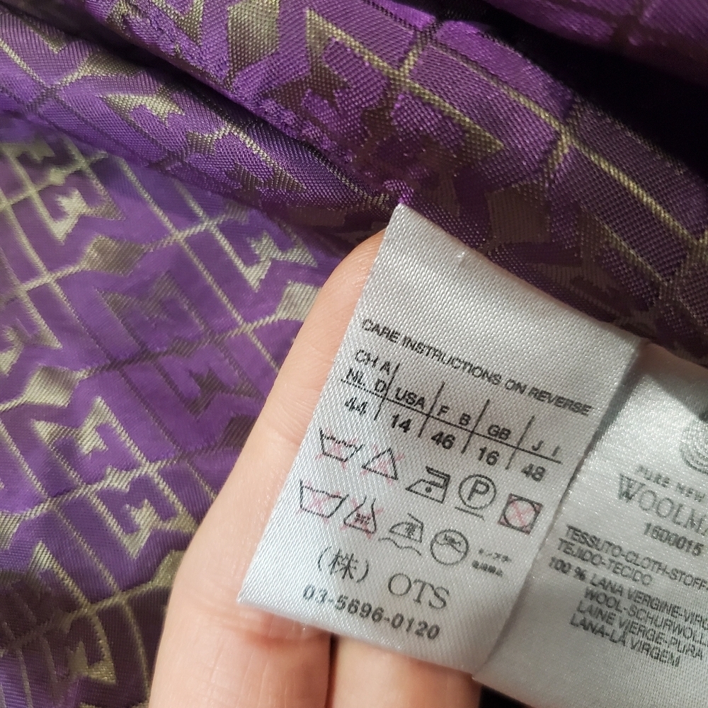 MaxMara Purple Wool Women's Long Sleeve Blazer. Size 14. Made In Italy. - Picture 6 of 13